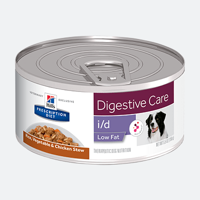 Prescription Diet i/d Low Fat Canine Rice, Vegetable & Chicken Stew alimento umido per cani
