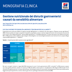 Monografica clinica: gestione nutrizionale dei disturbi gastroenterici causati da sensibilità alimentare